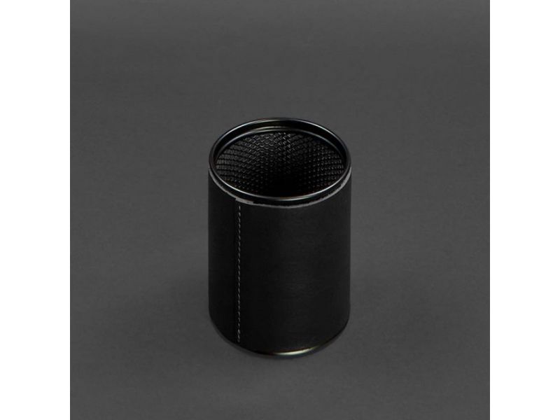 Стакан для ручек в кожаном чехле черный краст, фото 3