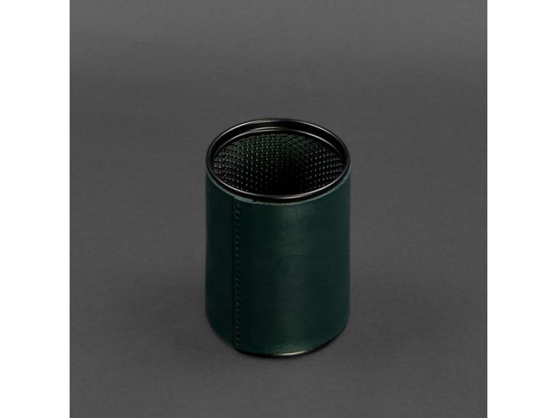 Стакан для ручек в кожаном чехле зеленый краст, фото 3