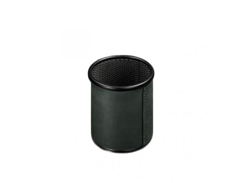 Стакан для ручек в кожаном чехле зеленый Crazy Horse, фото 4