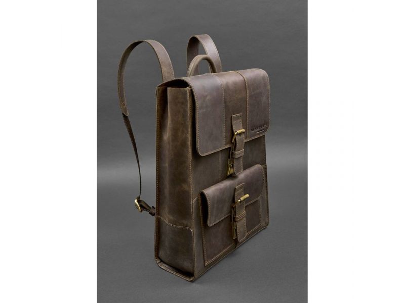 Кожаный рюкзак Brit темно-коричневый Crazy Horse, фото 2