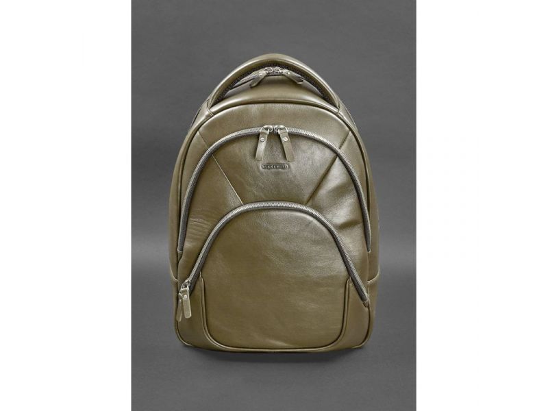 Кожаный рюкзак оливковый краст, фото 1