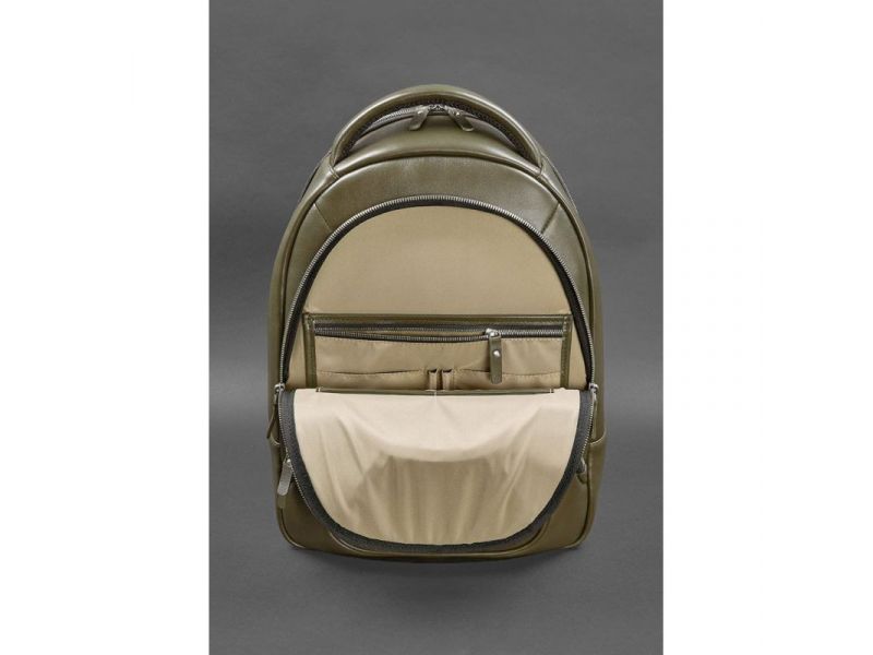 Кожаный рюкзак оливковый краст, фото 2