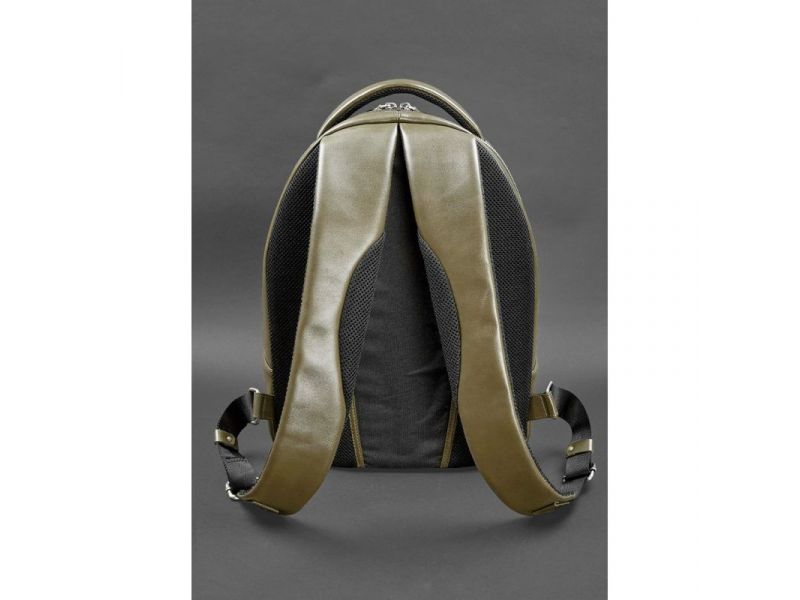 Кожаный рюкзак оливковый краст, фото 4