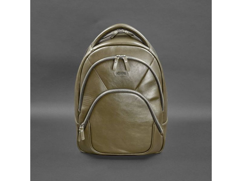 Кожаный рюкзак оливковый краст, фото 7