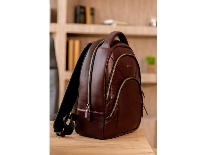 Кожаный рюкзак бордовый краст, фото 1