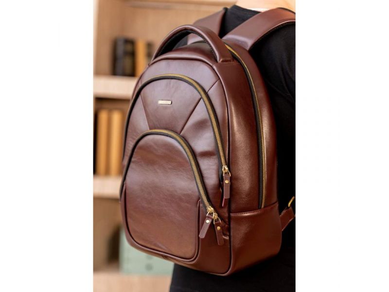 Кожаный рюкзак бордовый краст, фото 8