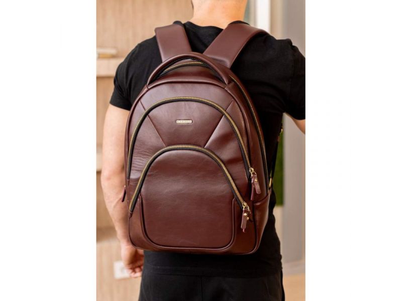 Кожаный рюкзак бордовый краст, фото 9