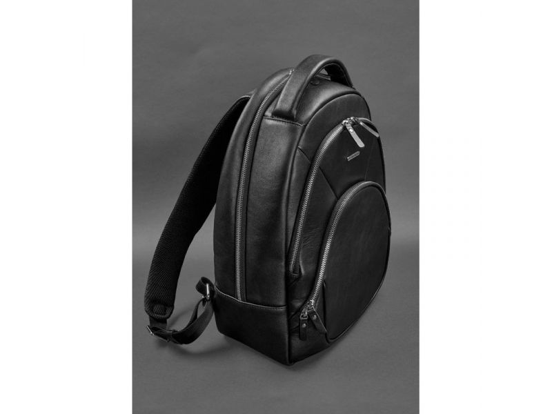 Кожаный рюкзак черный краст, фото 3