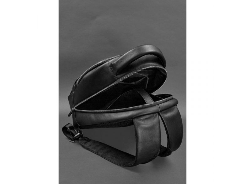 Кожаный рюкзак черный краст, фото 6