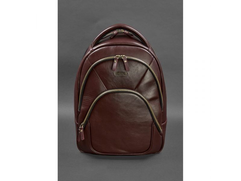 Кожаный рюкзак бордовый краст, фото 2