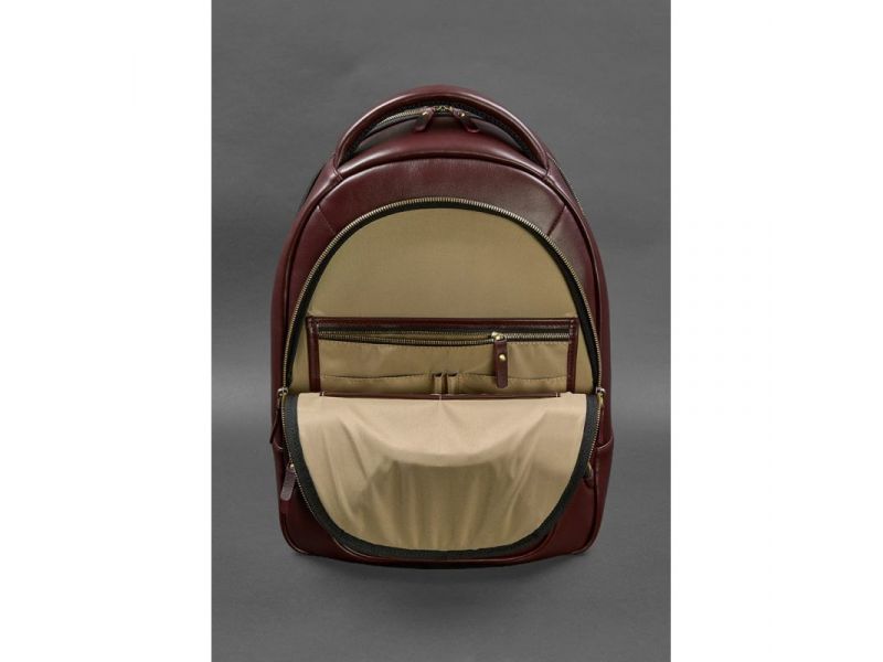 Кожаный рюкзак бордовый краст, фото 3