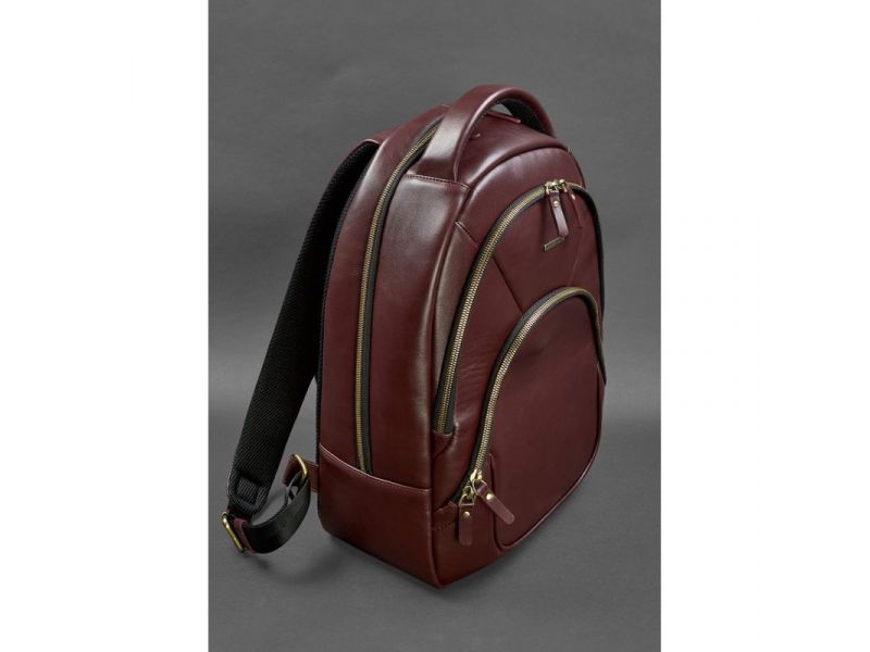 Кожаный рюкзак бордовый краст, фото 4