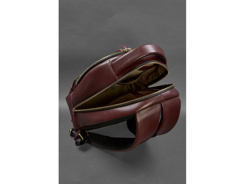 Кожаный рюкзак бордовый краст, фото 7