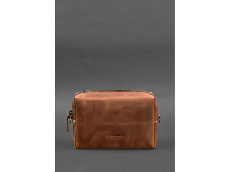 Кожаная косметичка-несессер 3.0 Светло-коричневая Crazy Horse, фото 1