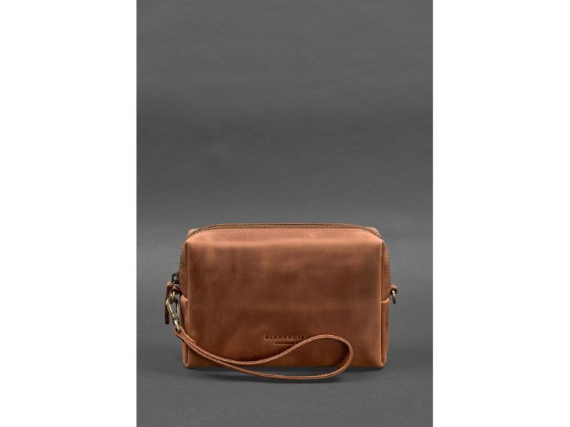 Кожаная косметичка-несессер 3.0 Светло-коричневая Crazy Horse, фото 2