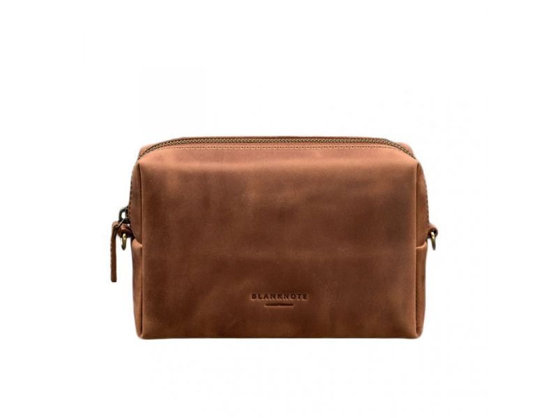 Кожаная косметичка-несессер 3.0 Светло-коричневая Crazy Horse, фото 6