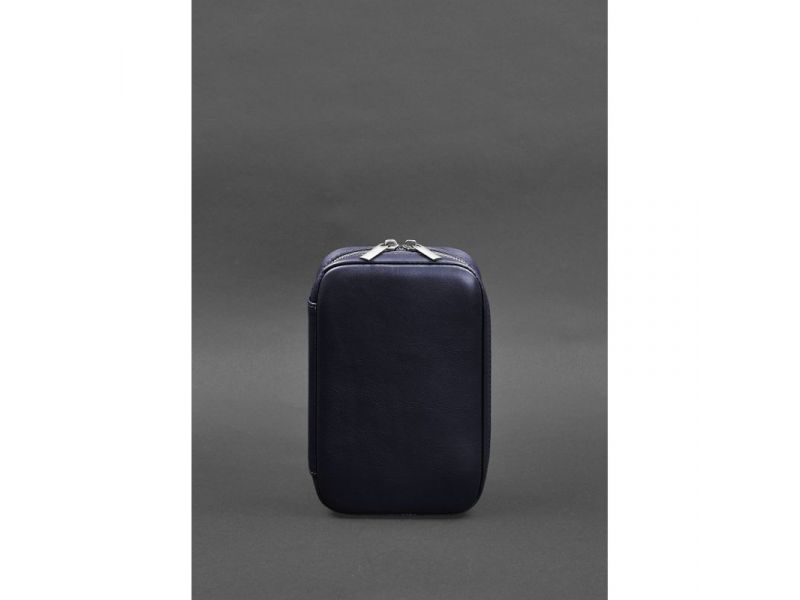 Кожаный дорожный органайзер для проводов, косметичка-несессер 7.0 синий краст, фото 1