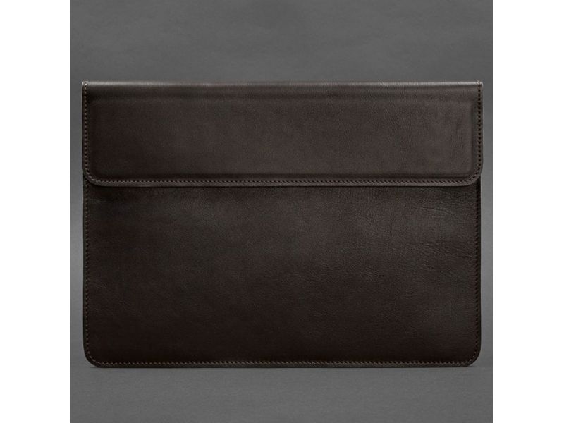Кожаный чехол-конверт на магнитах для MacBook 15-16 дюйм Темно-коричневый, фото 4