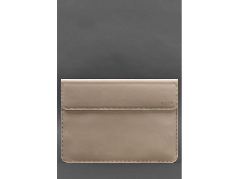 Кожаный чехол-конверт на магнитах для MacBook 15-16 дюйм Светло-бежевый, фото 1