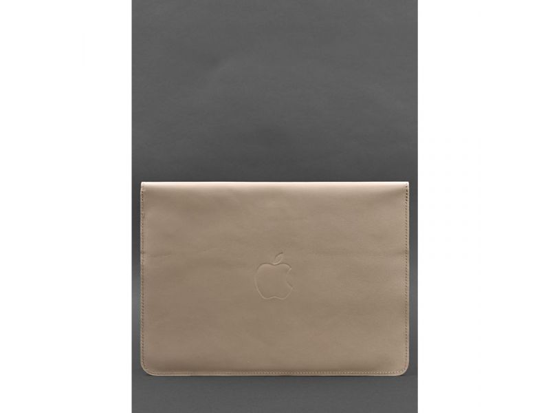 Кожаный чехол-конверт на магнитах для MacBook 15-16 дюйм Светло-бежевый, фото 2