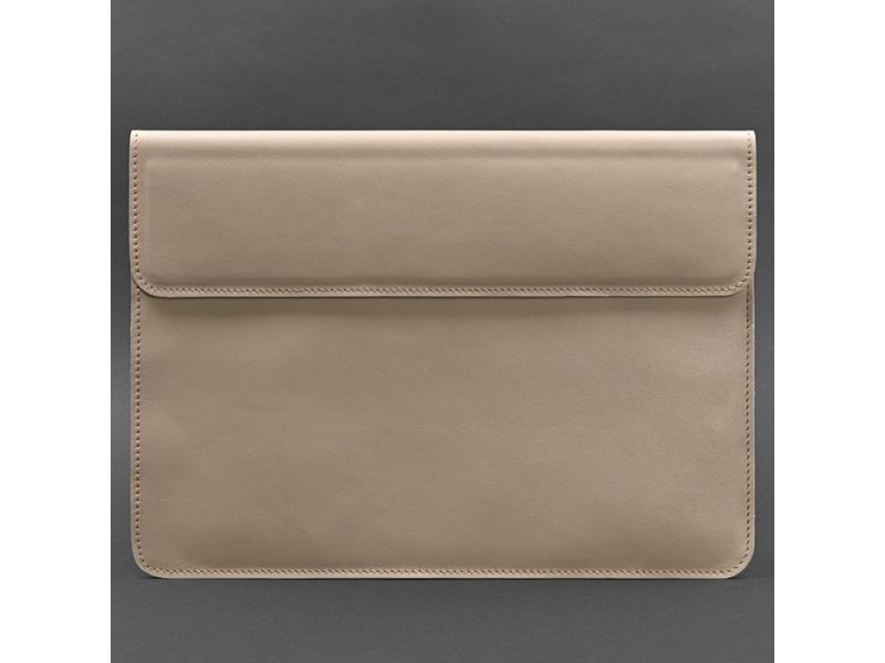 Кожаный чехол-конверт на магнитах для MacBook 15-16 дюйм Светло-бежевый, фото 4