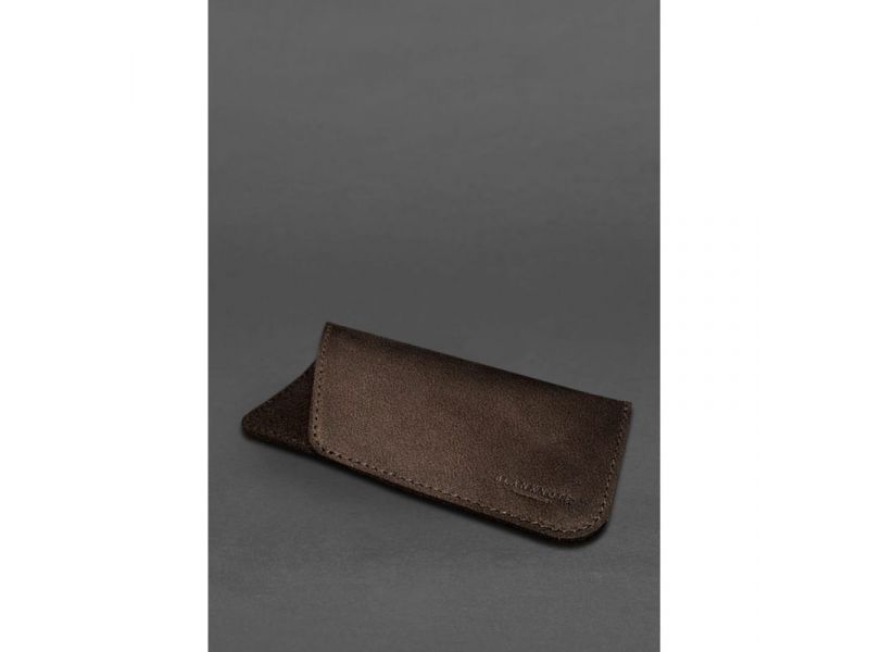 Кожаный чехол для очков Темно-коричневый Краст, фото 3