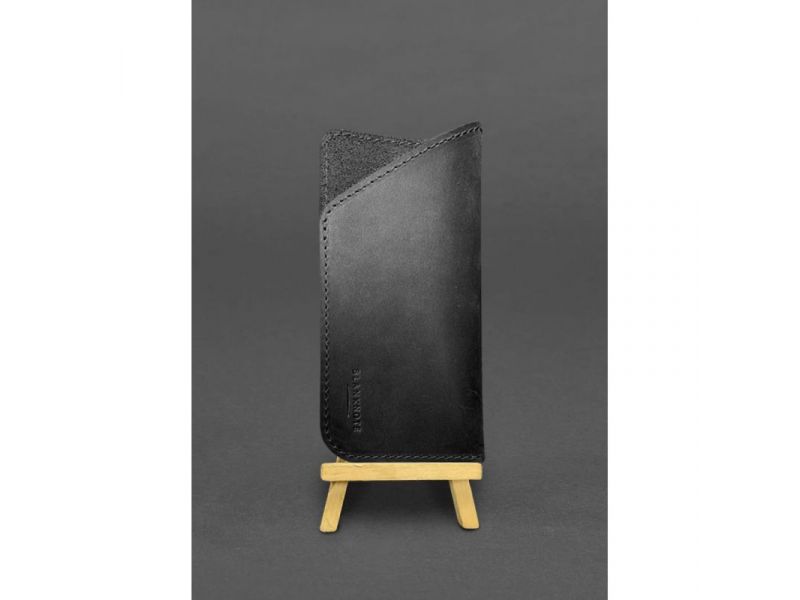 Кожаный чехол для очков Черный Crazy Horse, фото 2