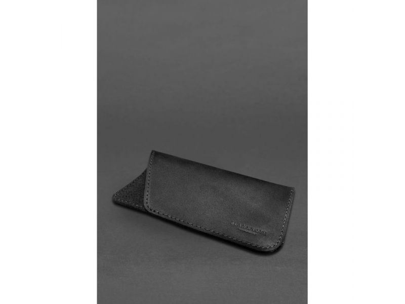 Кожаный чехол для очков Черный Crazy Horse, фото 3