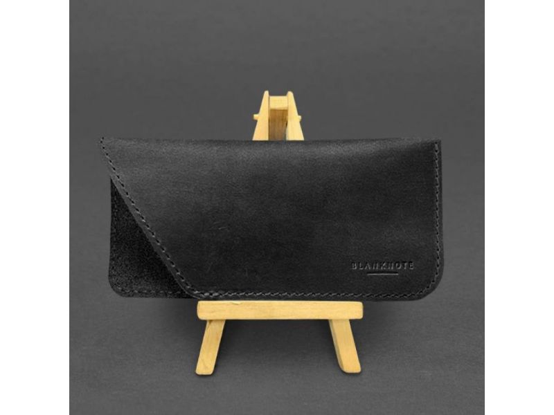 Кожаный чехол для очков Черный Crazy Horse, фото 4