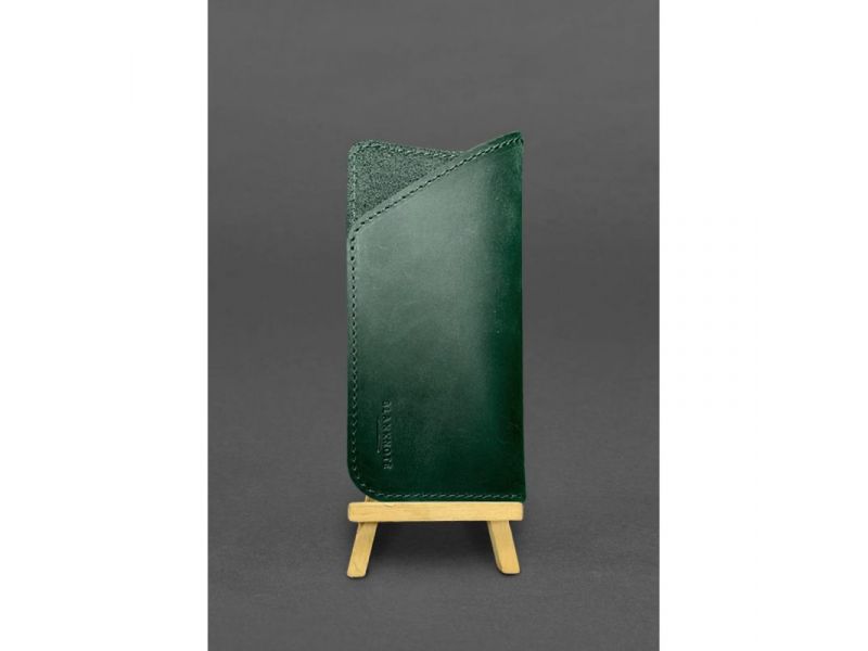 Кожаный чехол для очков Зеленый Crazy Horse, фото 2