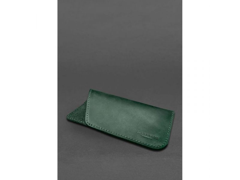 Кожаный чехол для очков Зеленый Crazy Horse, фото 3