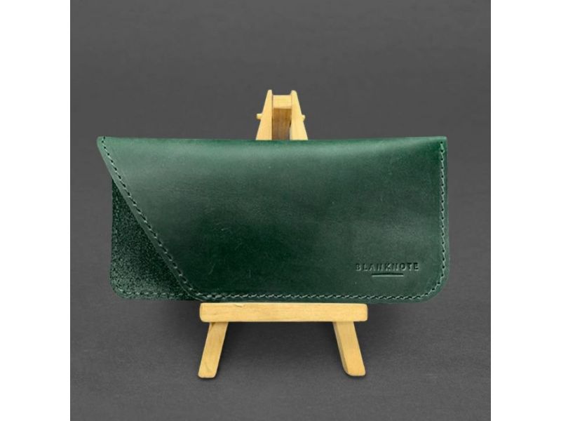 Кожаный чехол для очков Зеленый Crazy Horse, фото 4