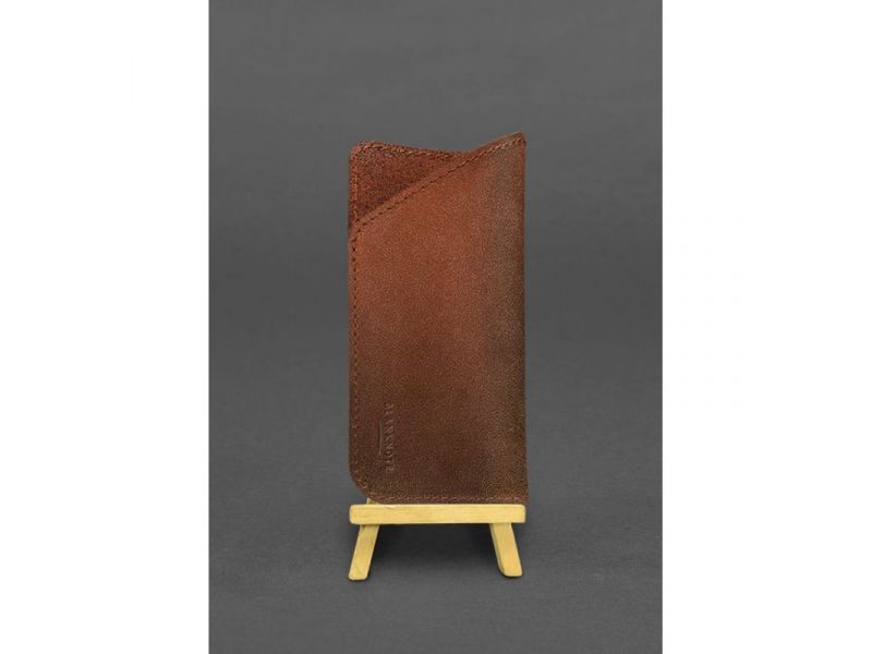 Кожаный чехол для очков Светло-коричневый Краст, фото 2