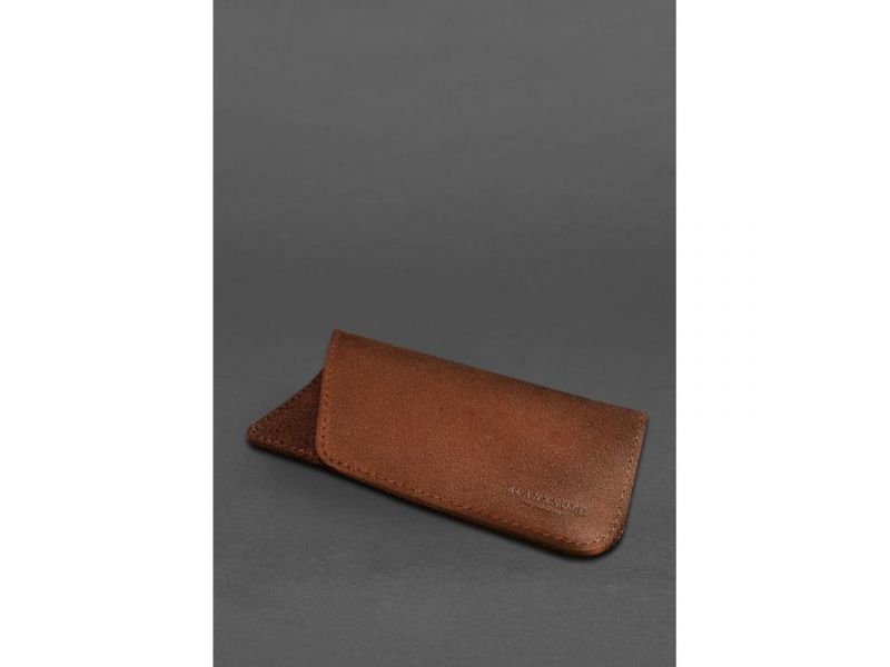 Кожаный чехол для очков Светло-коричневый Краст, фото 3