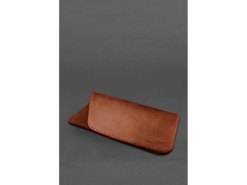 Кожаный чехол для очков Светло-коричневый Crazy Horse, фото 3