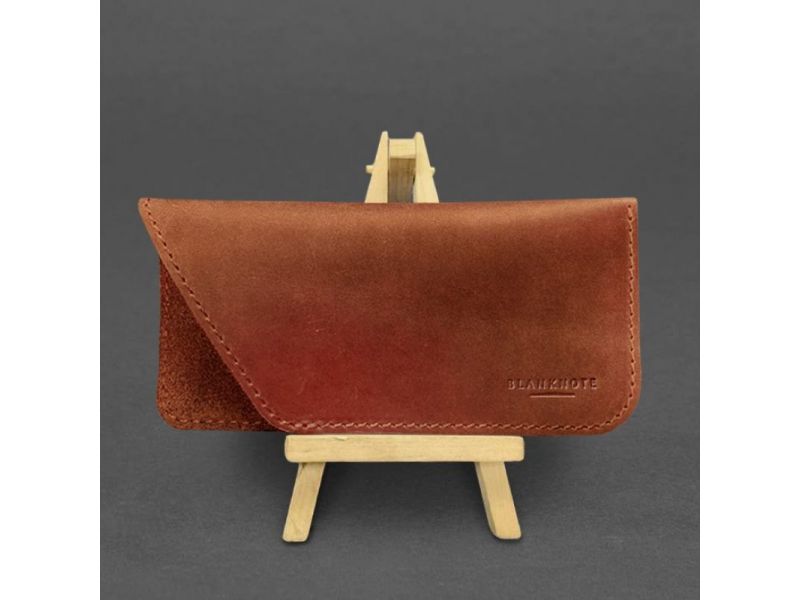 Кожаный чехол для очков Светло-коричневый Crazy Horse, фото 4