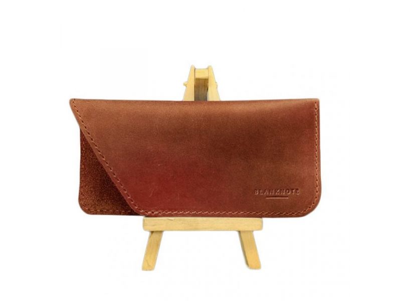 Кожаный чехол для очков Светло-коричневый Crazy Horse, фото 5