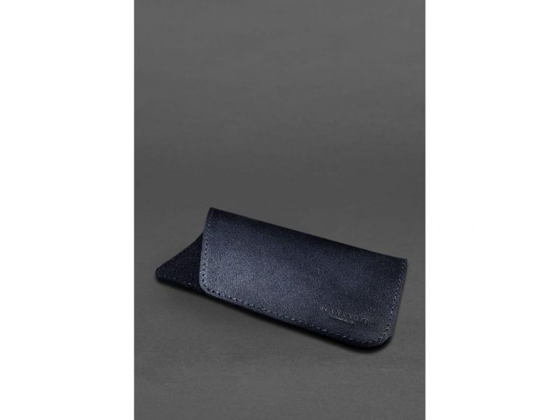 Кожаный чехол для очков Темно-синий Краст, фото 3