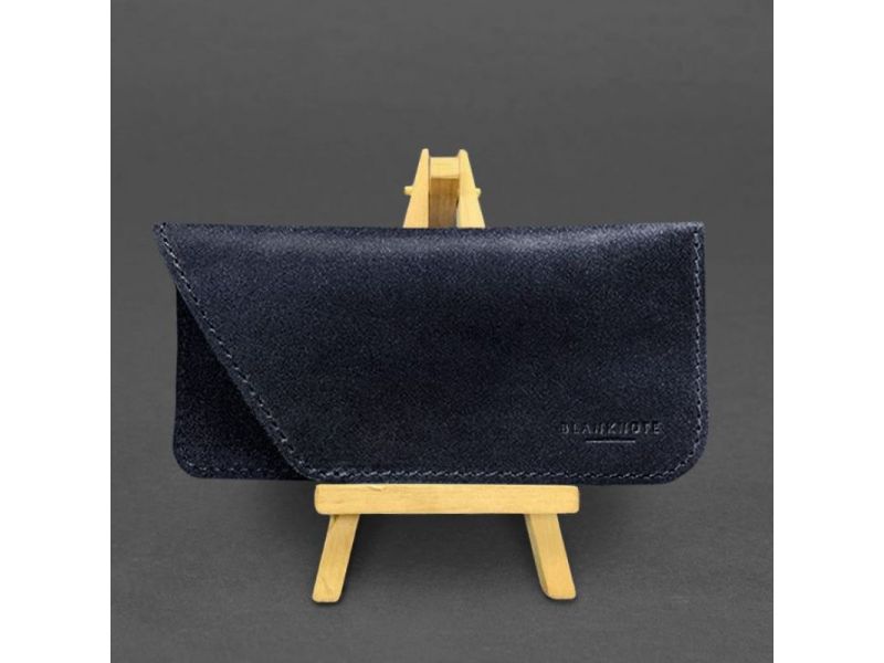 Кожаный чехол для очков Темно-синий Краст, фото 4