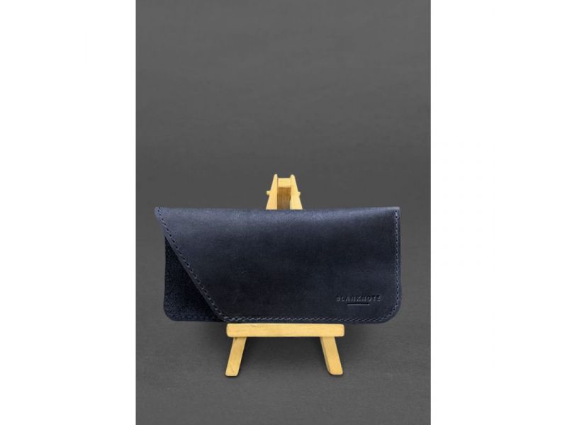 Кожаный чехол для очков Синий Crazy Horse, фото 1