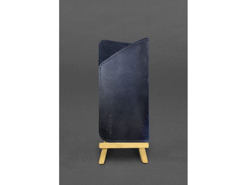 Кожаный чехол для очков Синий Crazy Horse, фото 2