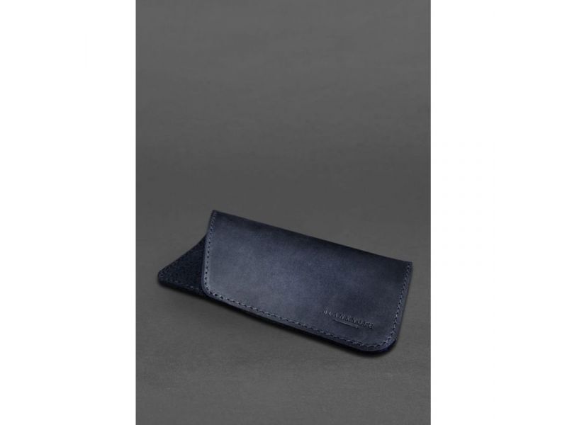 Кожаный чехол для очков Синий Crazy Horse, фото 3