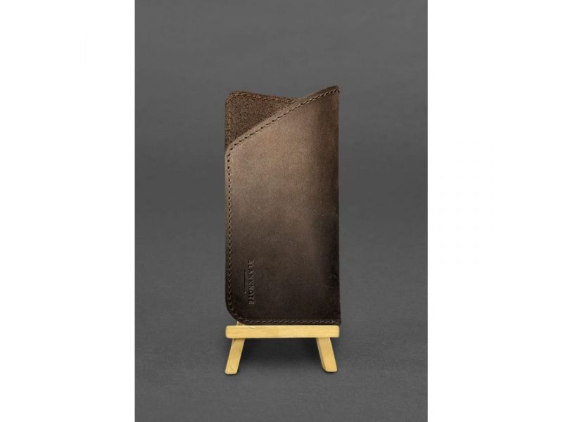 Кожаный чехол для очков Темно-коричневый Crazy Horse, фото 2