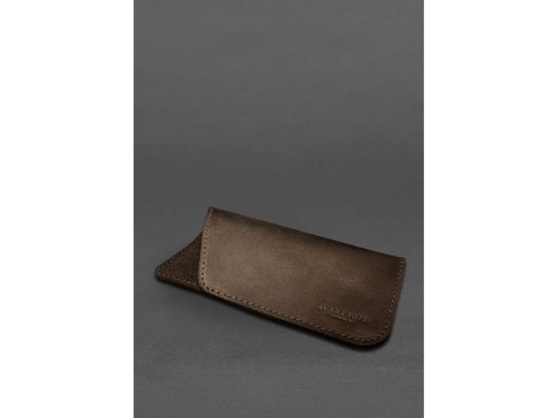 Кожаный чехол для очков Темно-коричневый Crazy Horse, фото 3