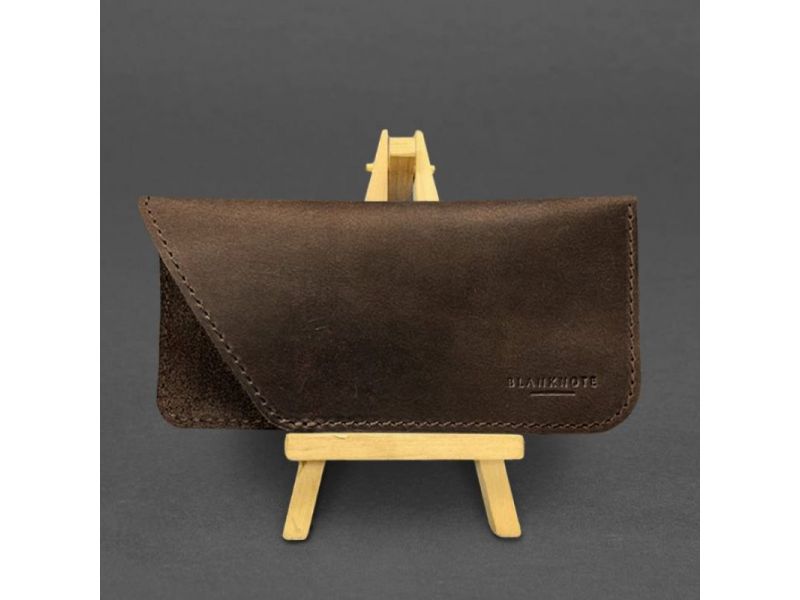 Кожаный чехол для очков Темно-коричневый Crazy Horse, фото 4