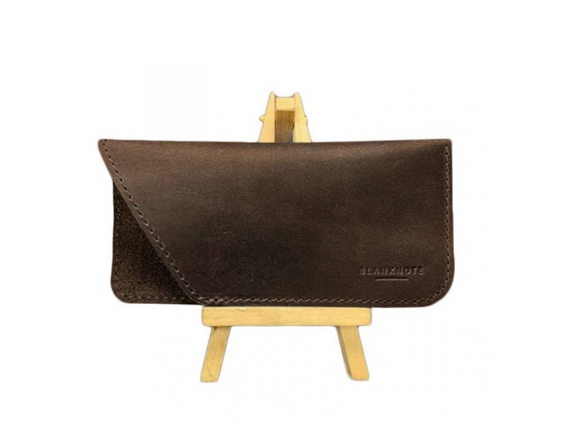 Кожаный чехол для очков Темно-коричневый Crazy Horse, фото 5