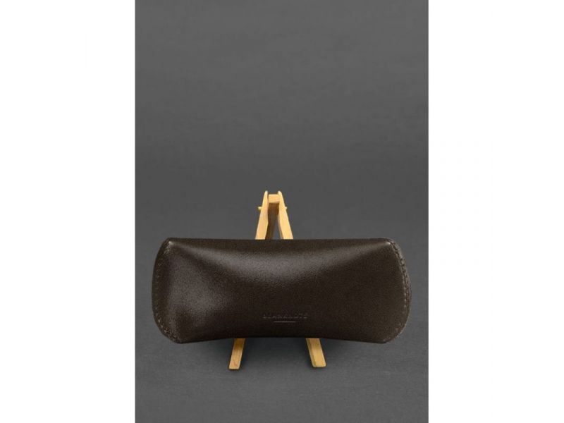 Кожаный чехол для очков с клапаном на магните Темно-коричневый Краст, фото 2