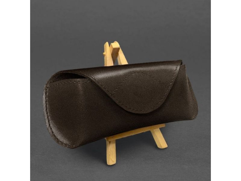 Кожаный чехол для очков с клапаном на магните Темно-коричневый Краст, фото 4