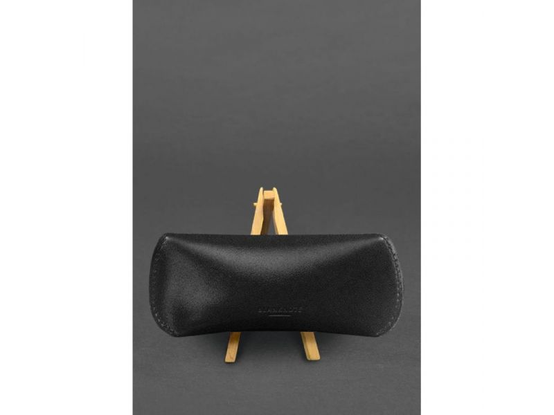 Кожаный чехол для очков с клапаном на магните Черный Краст, фото 2