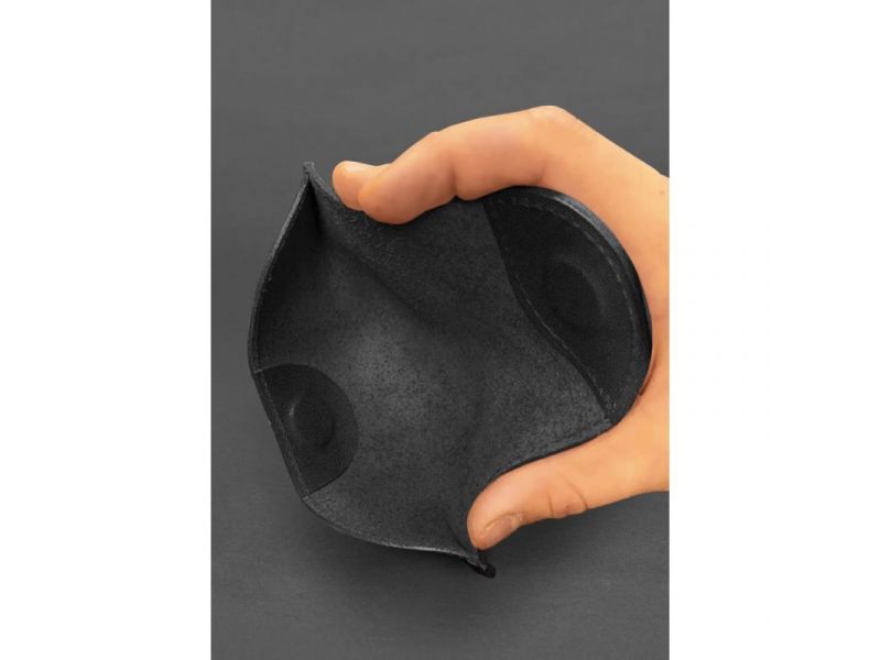 Кожаный чехол для очков с клапаном на магните Черный Краст, фото 3